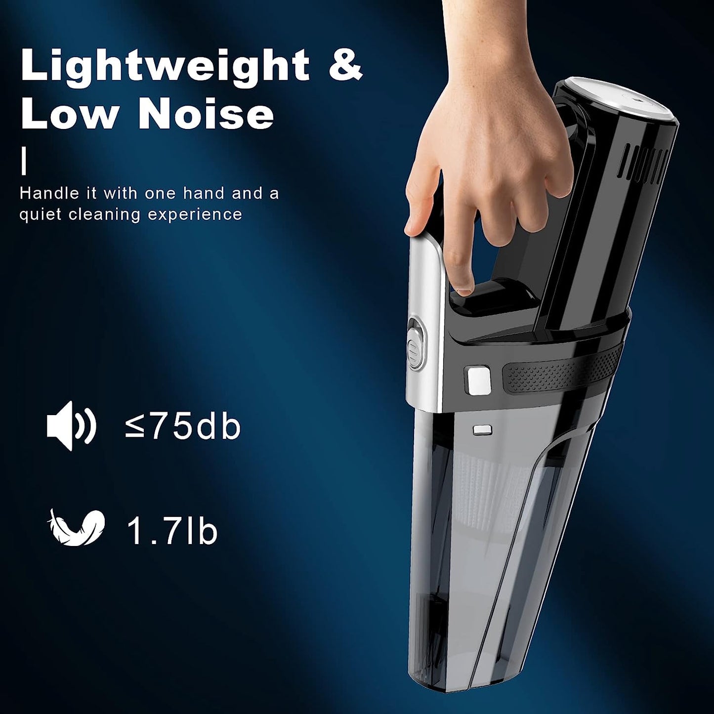 Car Vacuum Cleaner, Portable Car Vacuum with Powerful 7000PA Suction, Car Accessories, DC 12V High Power 16.4Ft Cord Vacuum Cleaner for Car, LED Light & Low Noise, VC008C
