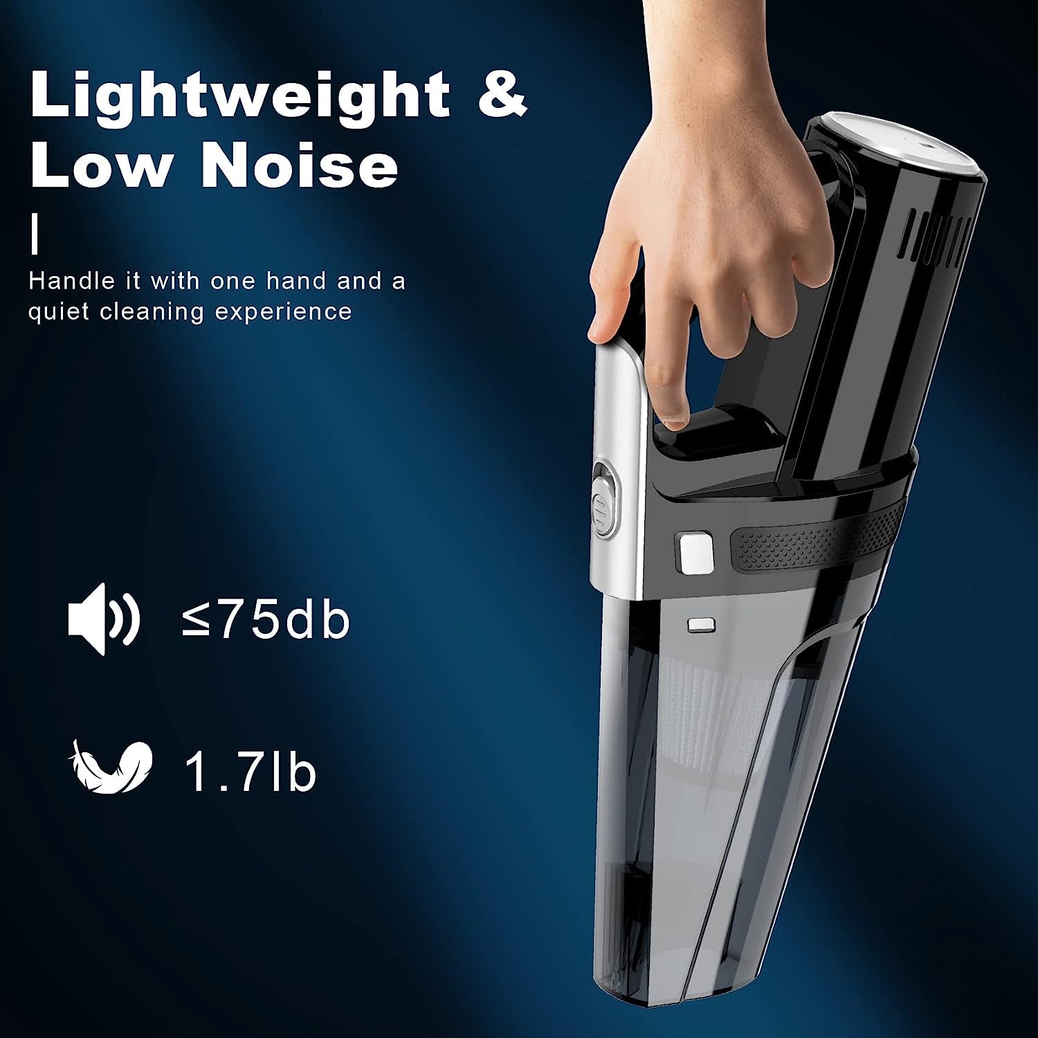 Car Vacuum Cleaner, Portable Car Vacuum with Powerful 7000PA Suction, Car Accessories, DC 12V High Power 16.4Ft Cord Vacuum Cleaner for Car, LED Light & Low Noise, VC008C