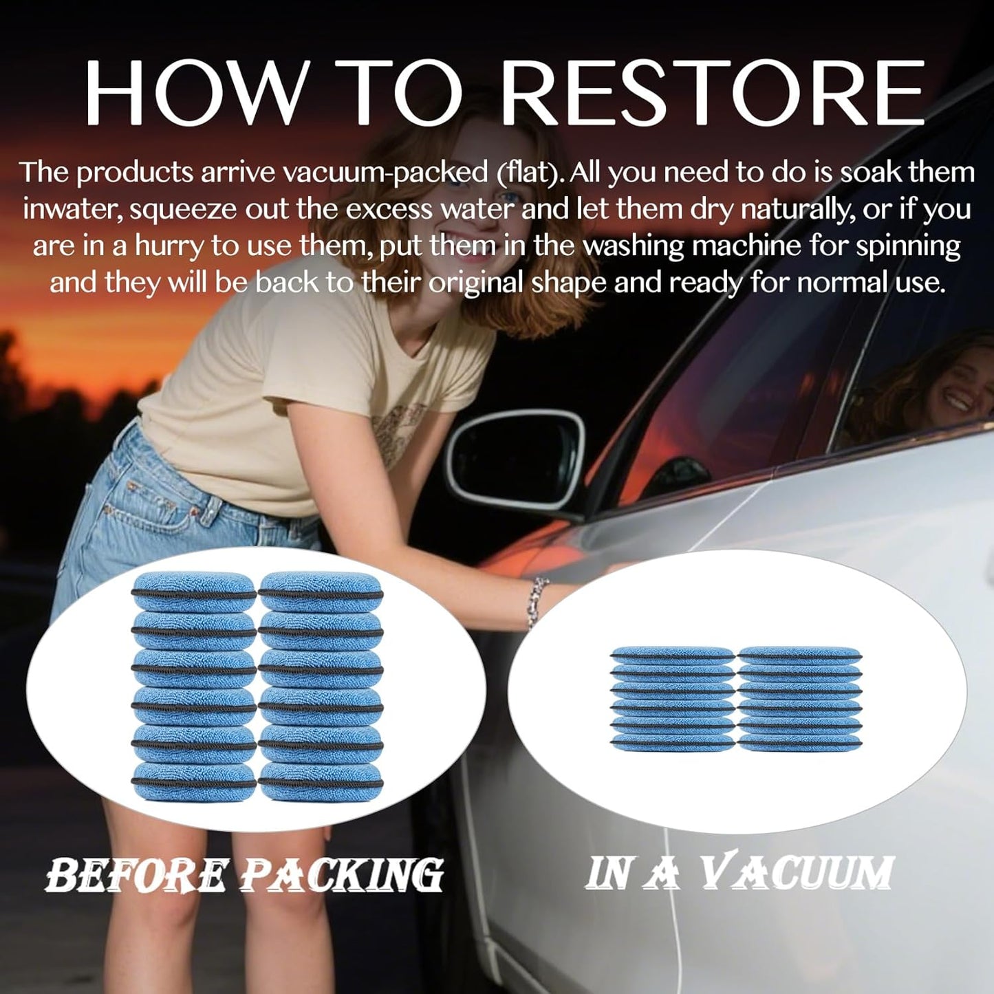 12 Pack Microfiber Foam Car Wax Applicator Pad - Foam Applicator Pads Detailing round 4.72 Inch Polishing Sponges for Car Wax Applicator Pad round Blue