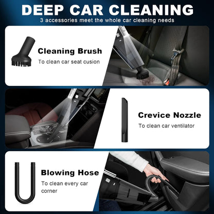 Car Vacuum Cleaner, Portable Car Vacuum with Powerful 7000PA Suction, Car Accessories, DC 12V High Power 16.4Ft Cord Vacuum Cleaner for Car, LED Light & Low Noise, VC008C