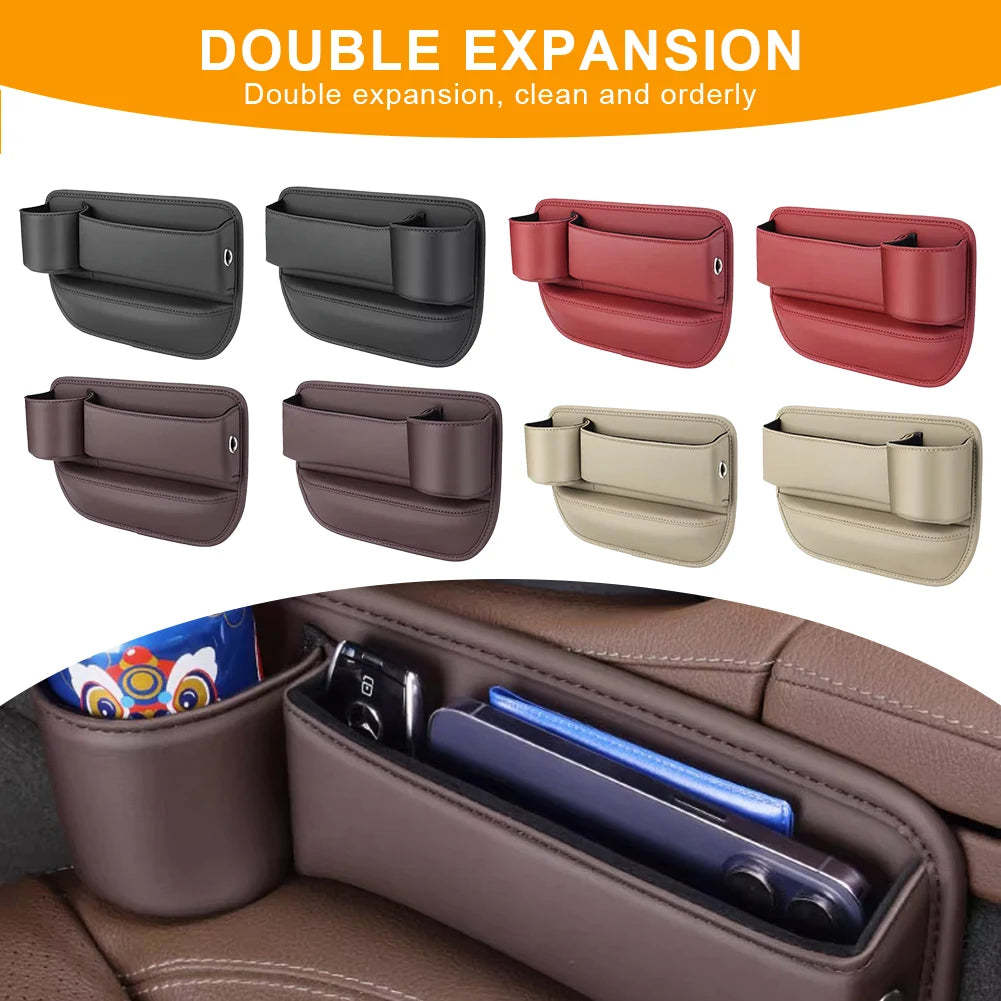Car Seat Organizer Leather Multifunction Console Crevice Filler Car Interior Storage Pocket Car Seat Side Drink Phone Holder